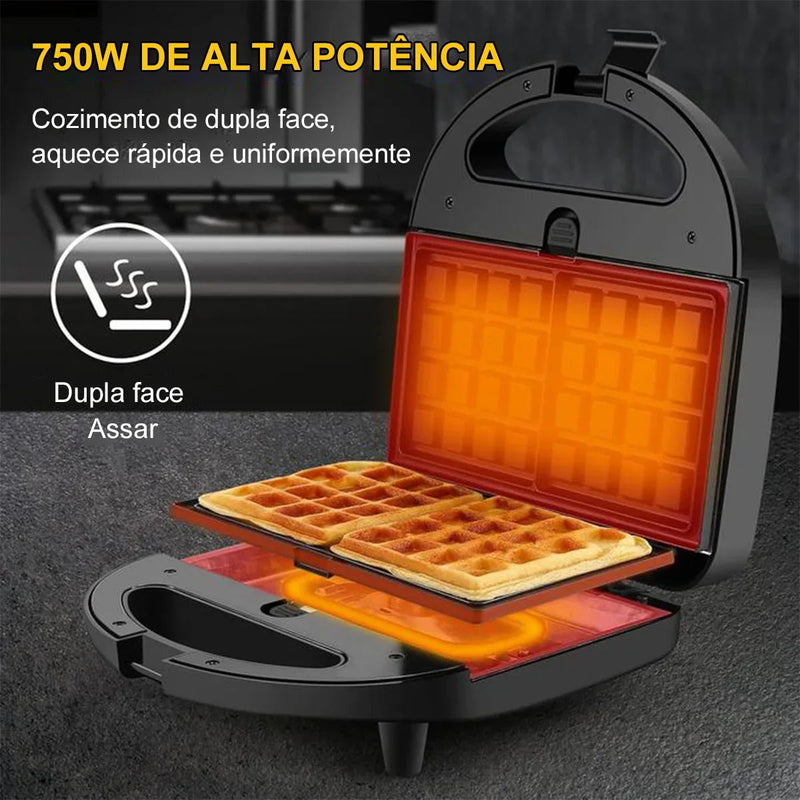 Sanduicheira 3 Em 1 Waffles Multifuncional Lanches Donuts 110v