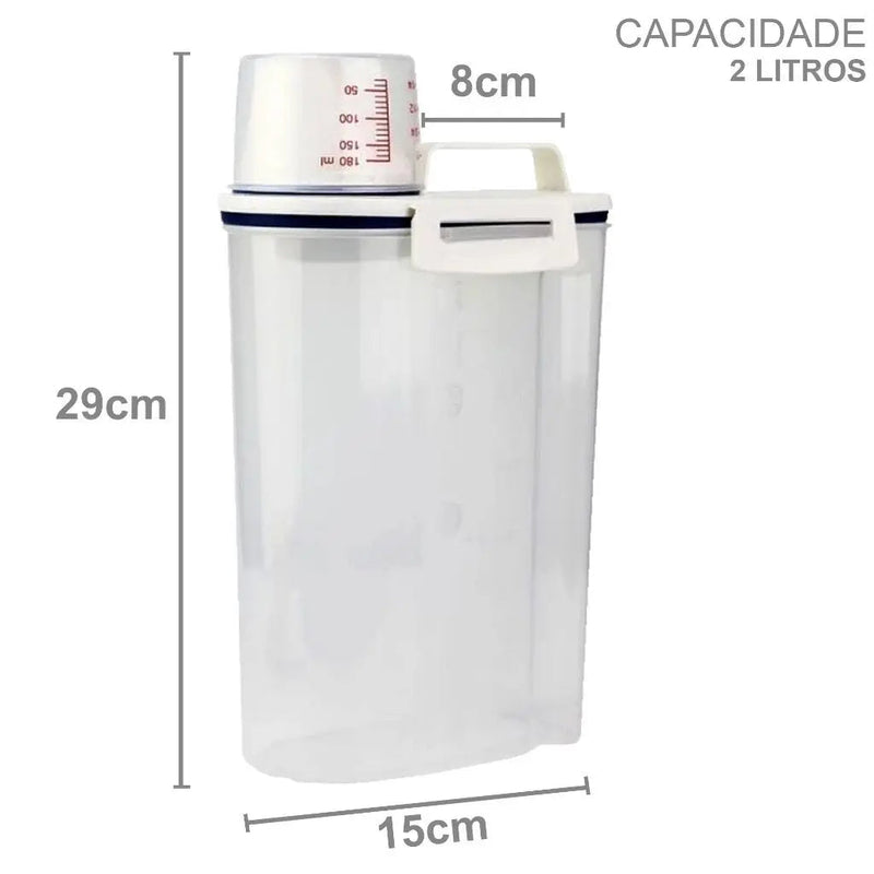 Pote Hermético C/ Medidor de Copo Bico Dosador 2L